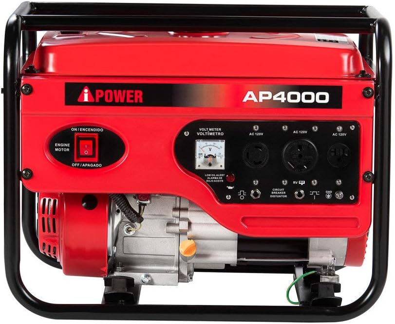 Red 4000 Watt Gasoline Powered Manual Start Generator V5470