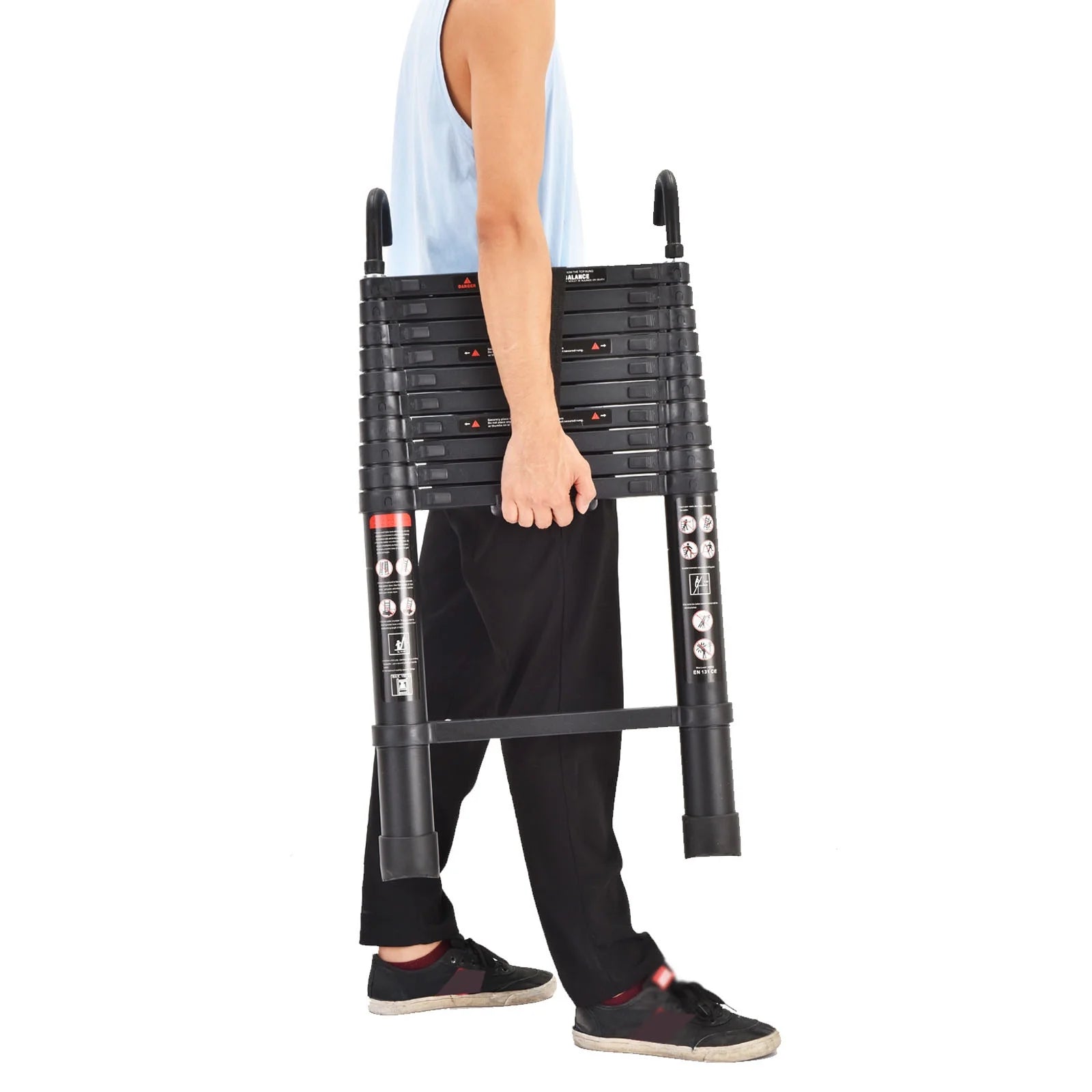 10.5ft Aluminum Extension Ladder with Anti-Slip Rubber Feet P12383