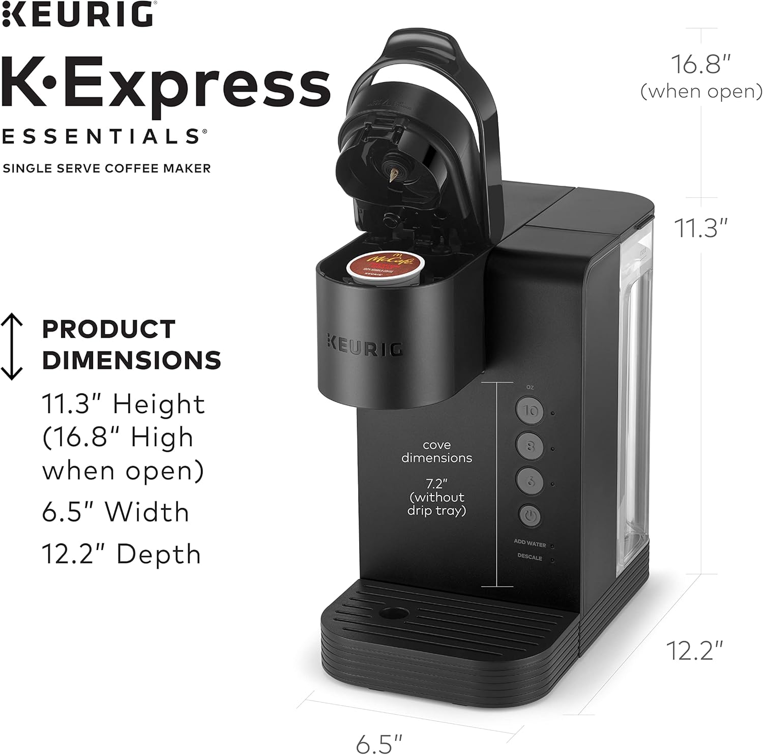 Single Serve K-Cup Pod Coffee Maker with 36 OZ Removable Reservoir T890192