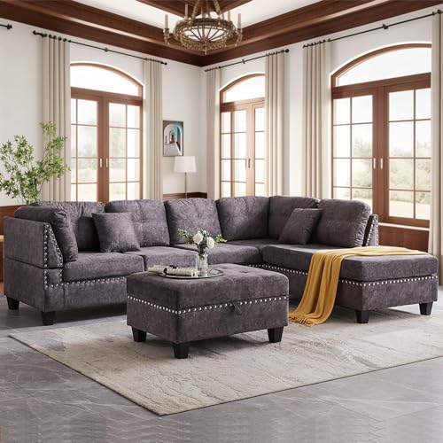 Oversized Upholstered U-Shape Chaise Lounge Modular Sectional Sofa Couch Light Grey V49612