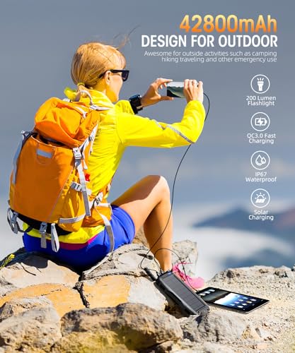 42800mAh Solar Power Bank with Flashlight (Orange) O3732