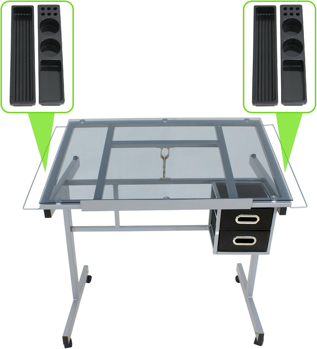 Height Adjustable Drafting Table with Storage Drawers and Wheels G800