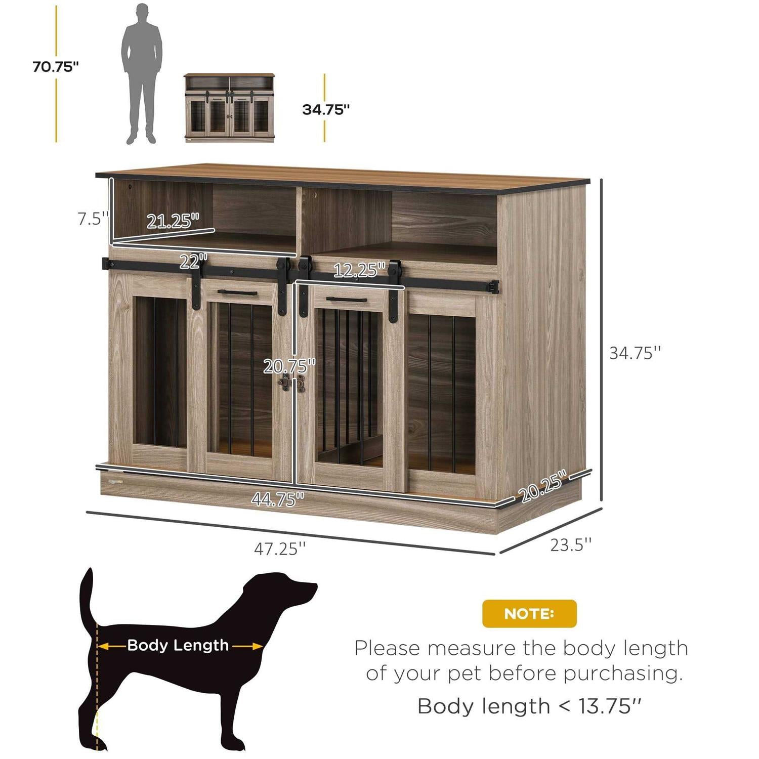 Double Dog Kennel with Shelves S8796