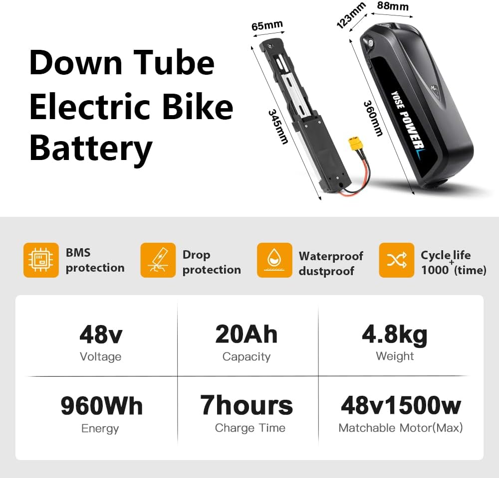 48V 20Ah Electric Bike Battery with 40A BMS and USB Port U64408