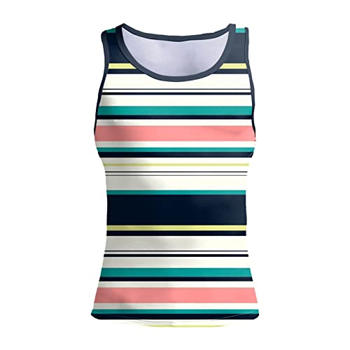 Striped Sleeveless Crew Neck Athletic Tank Tops J321