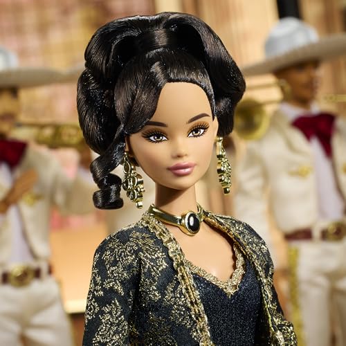 Black and Gold Suit Doll with Cropped Jacket and Golden Accessories O340970