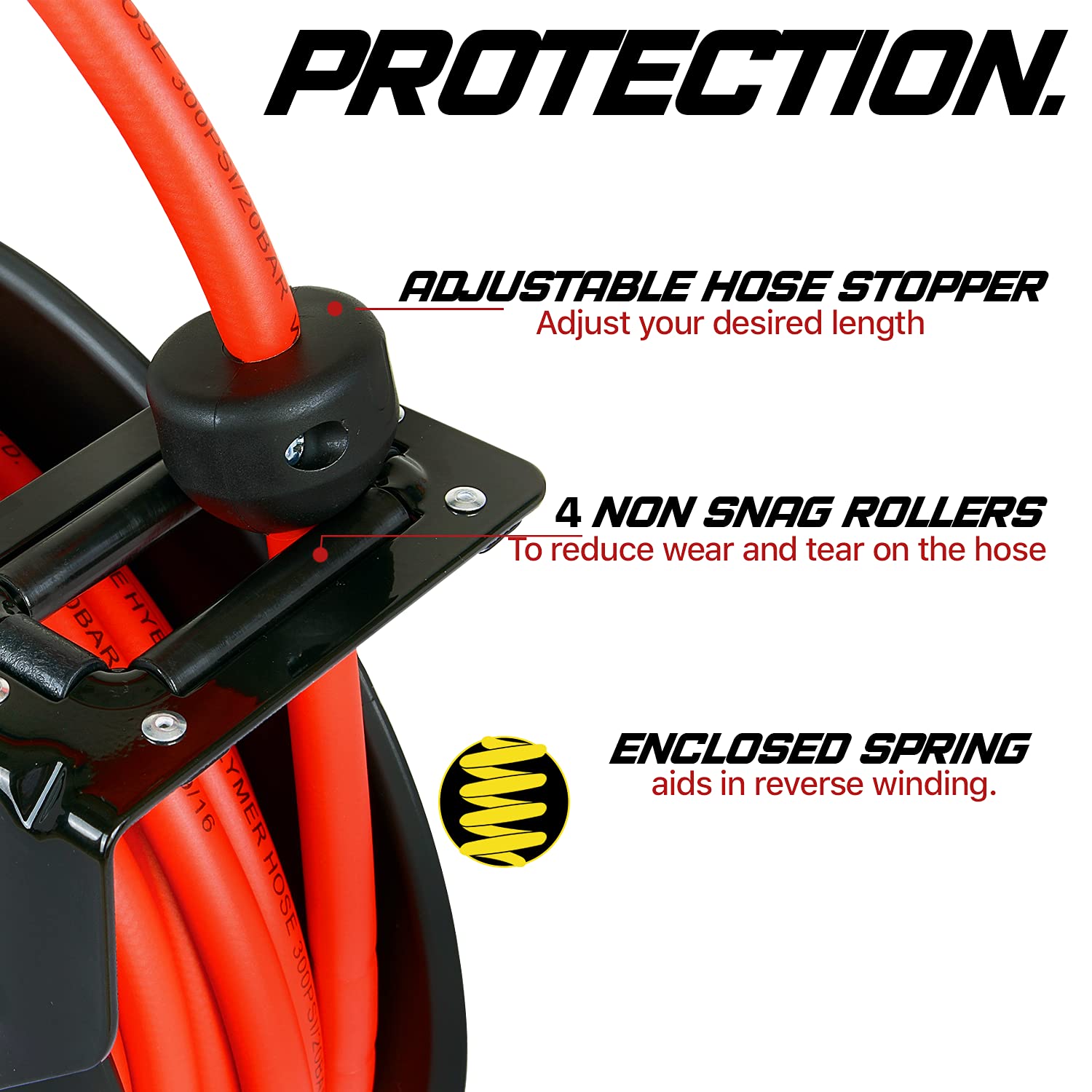 3/8" x 50' Retractable Hybrid Polymer Air Hose Reel D8425