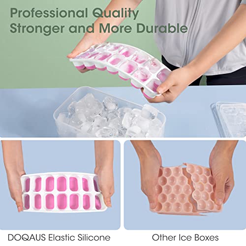 4 Pack Silicone Plastic Ice Cube Trays with Lid and Bin E5421