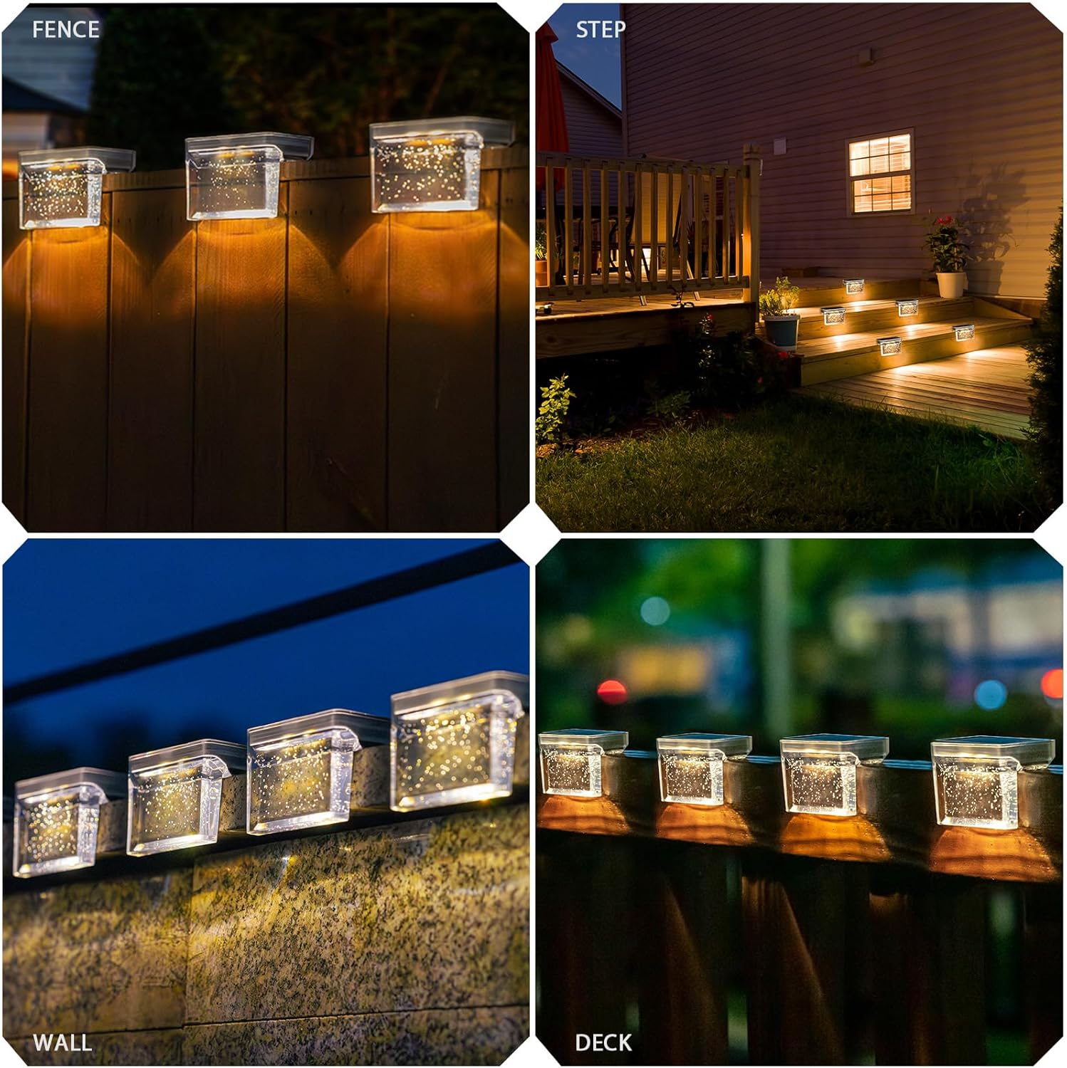8 Pack Solar Deck Lights, 10 lumens, Warm White X592