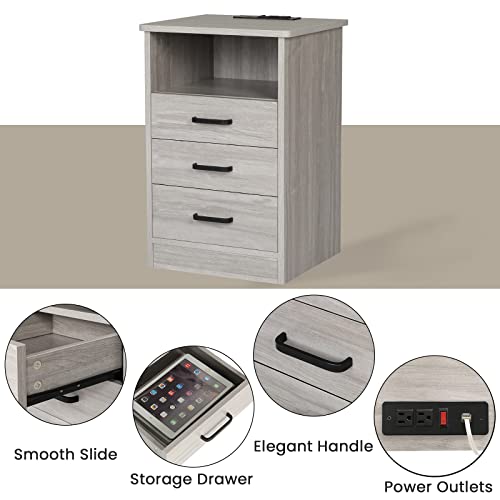 Grey Nightstands Set of 2 with Drawers Y504