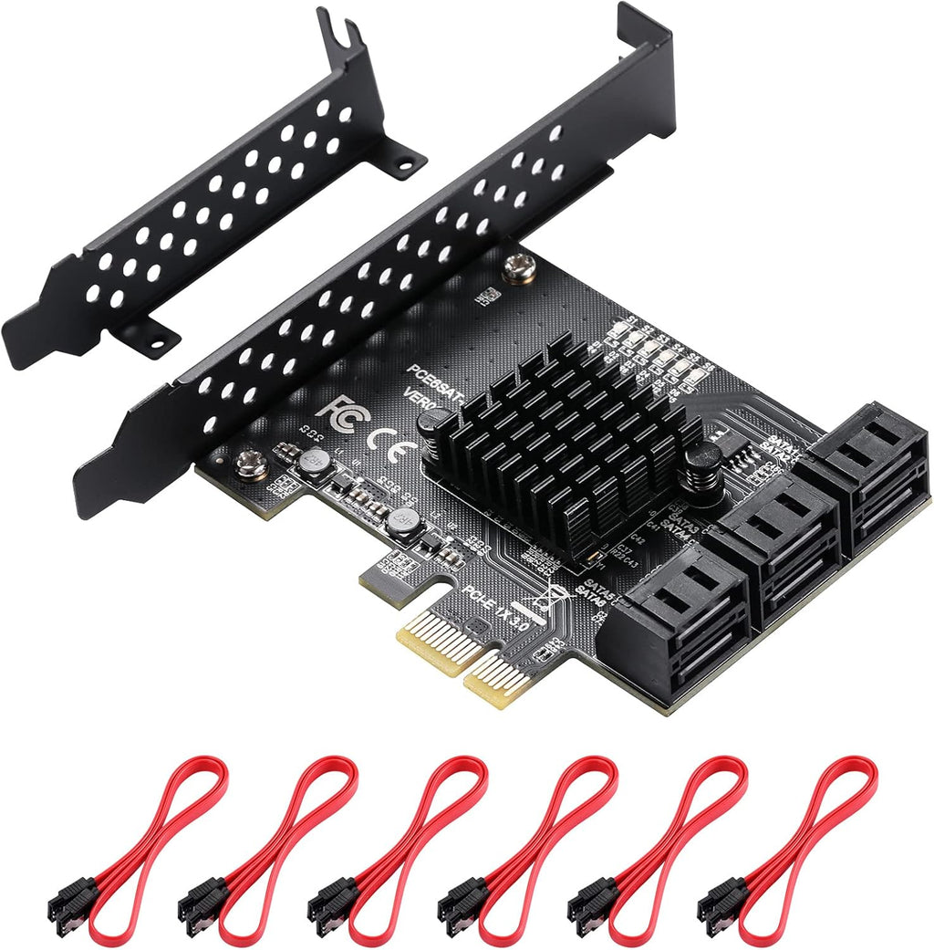 16 Port SATA PCle Expansion Card with 16 SATA Cables and Bracket V7052