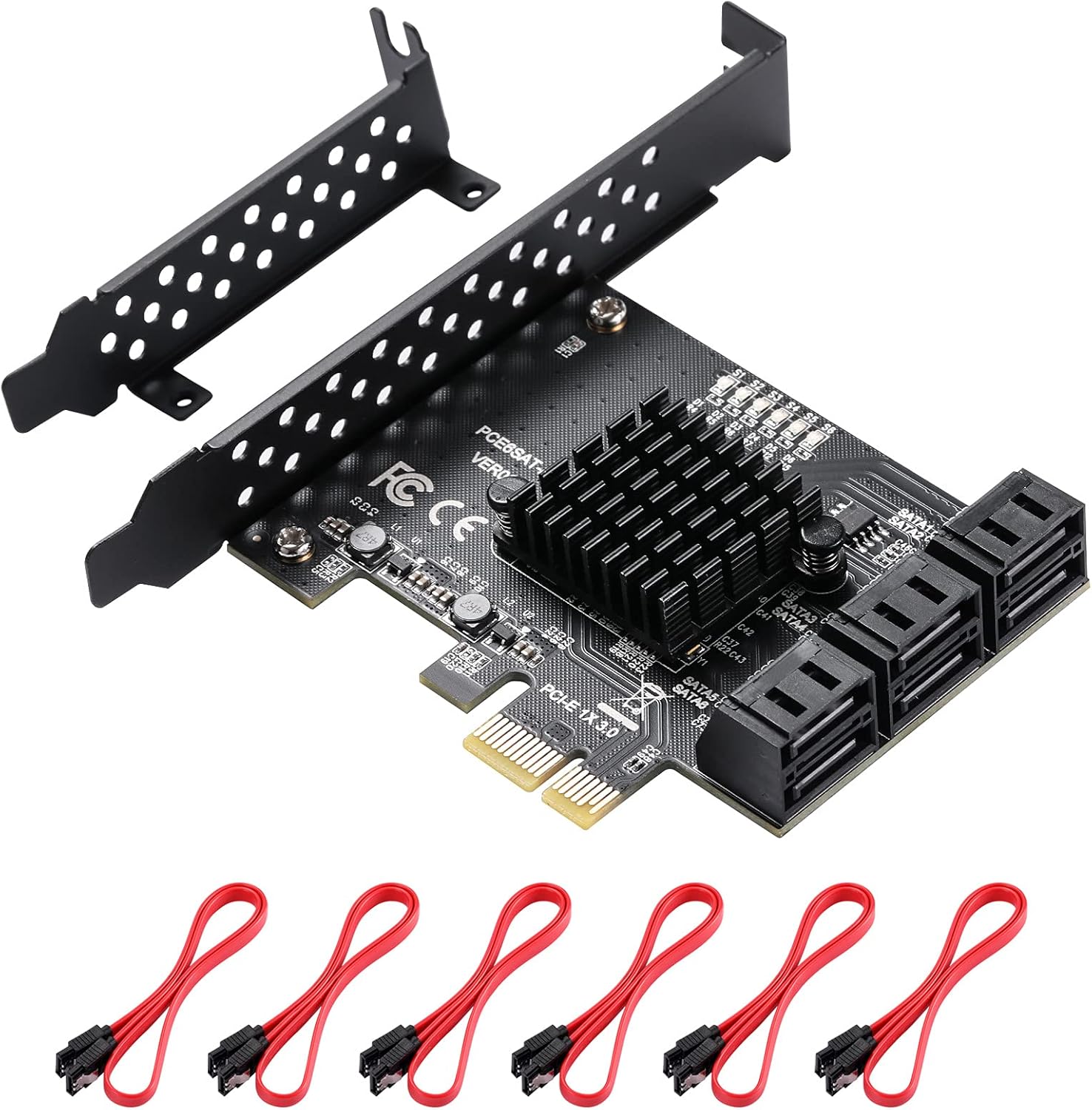 16 Port SATA PCle Expansion Card with 16 SATA Cables and Bracket V7052