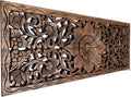 Large Carved Wood Wall Panel 35.5x13.5x0.5 Brown-Teak M3803