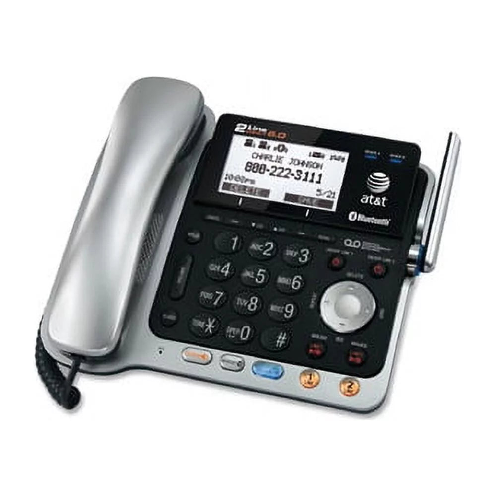 Silver/Black DECT 6.0 2-Line Corded/Cordless Phone with Answering System I617173
