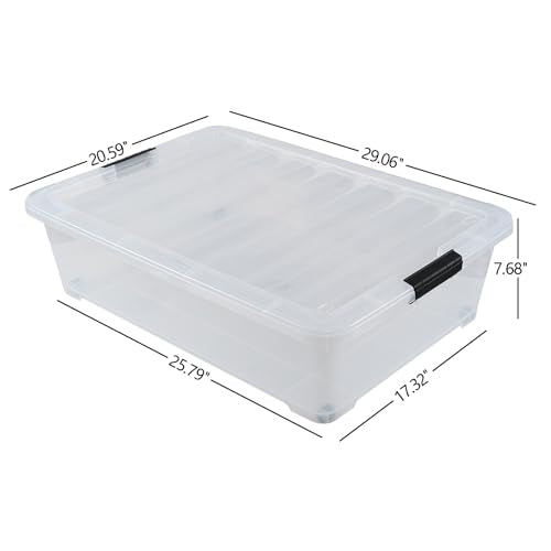 3-Pack 50 Quart Clear Plastic Storage Bins with Wheels A30172