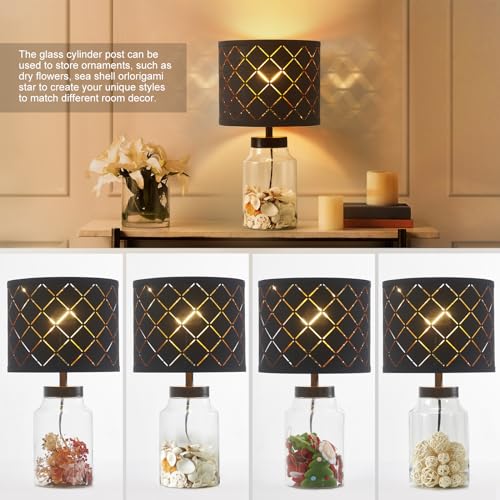 Fillable Table Lamp with Clear Glass and White Lampshade T6364