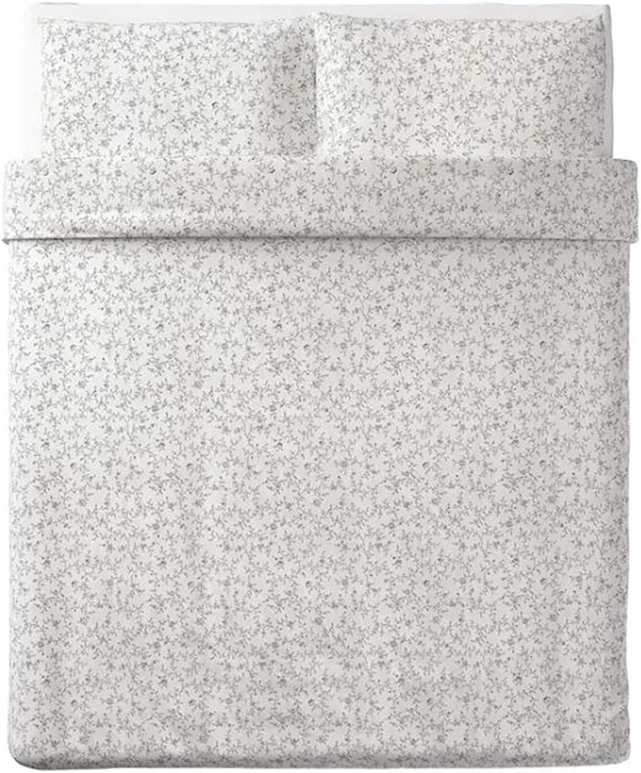 White Dark Gray Full/Queen Duvet Cover and Pillowcase(s) P418