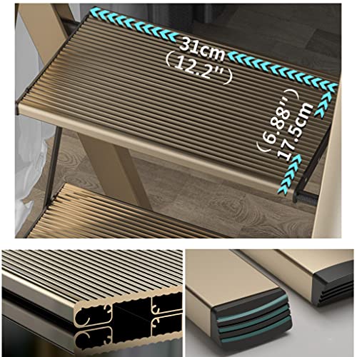 Champagne Aluminum Folding Step Stool with Anti-Slip Wide Pedal 330lbs Capacity P55264