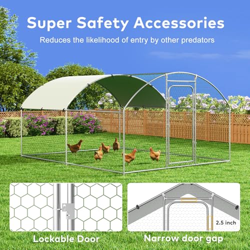 Large Metal Chicken Coop with Roosting Perch Walk-in Poultry Cage Waterproof Cover (10' L x 13.2' W x 6.4' H) U77389