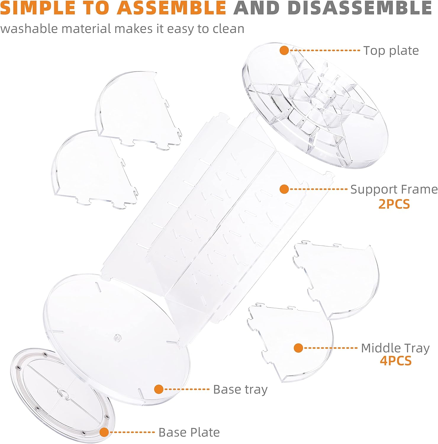 Clear Transparent 8 Layers Spinning Makeup Organizer R9622