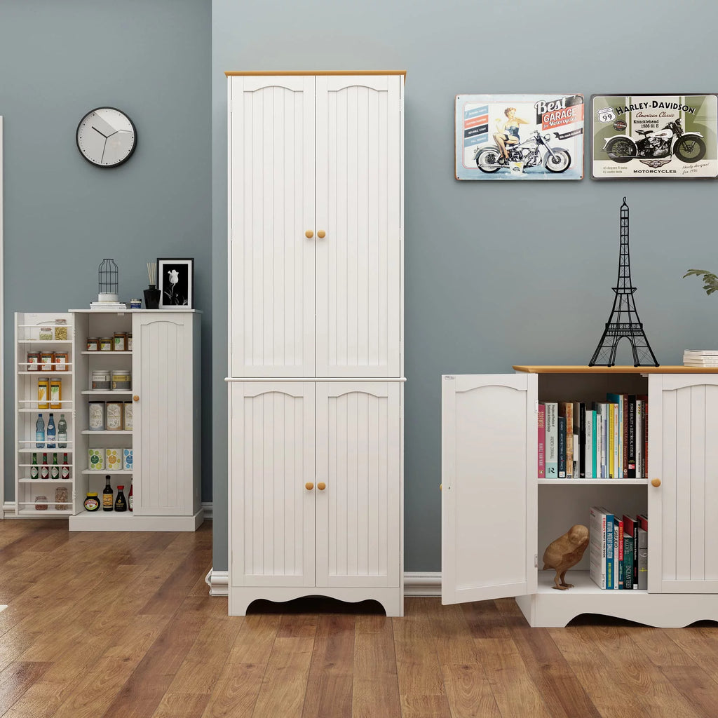 White 4 Door 2 Shelf Tall Kitchen Pantry Cabinet X193403