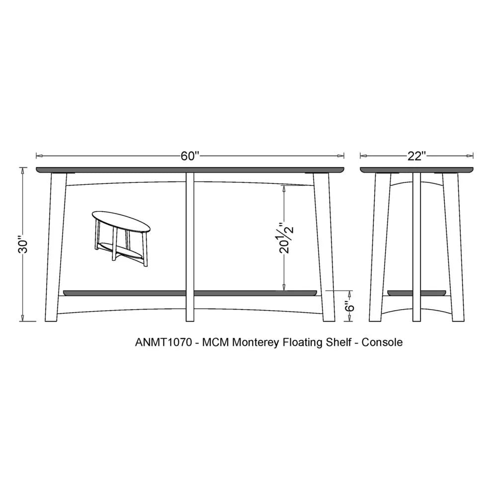 60"L Wood Console Table, Warm Chestnut D721