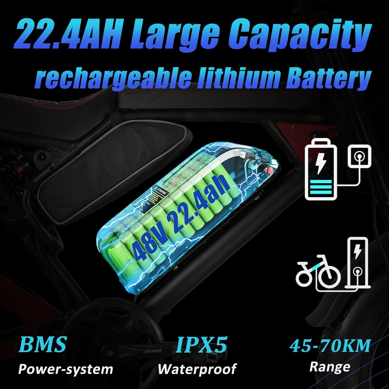 Fat Tire Electric Bike 2000W Dual Motor 20inch 48v 22.4ah F9767