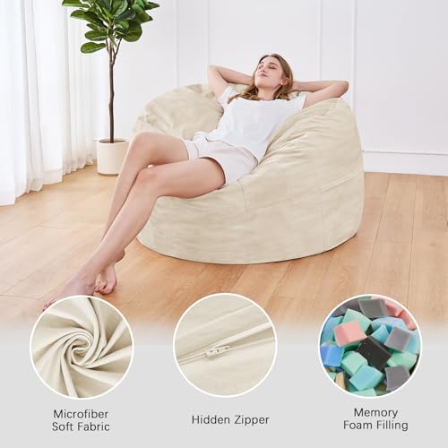Charcoal Bean Bag Chair with Micro Fiber Cover W42744