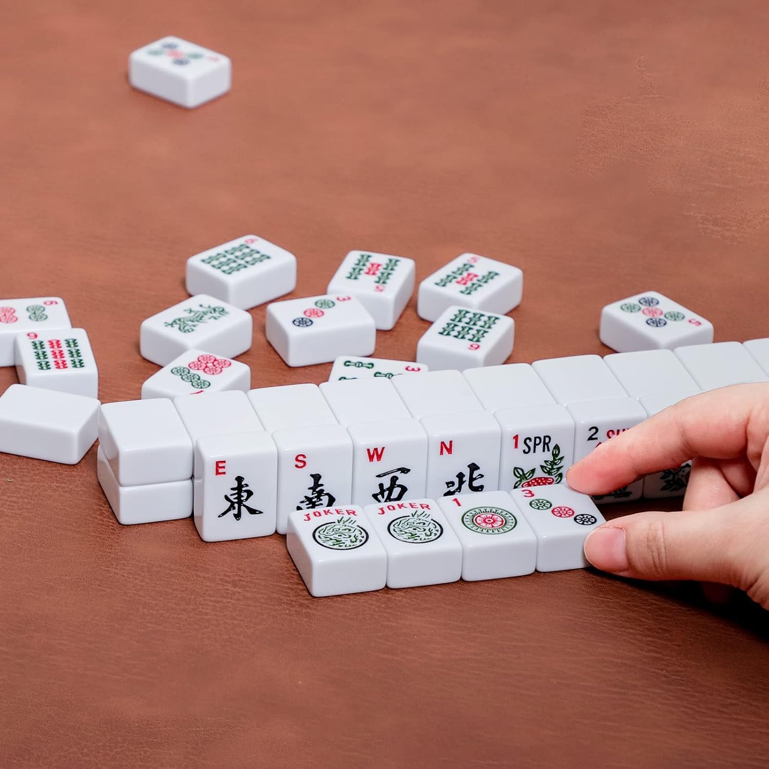 166 White Tiles Mahjong Set with Soft Bag and 4 Racks E40069