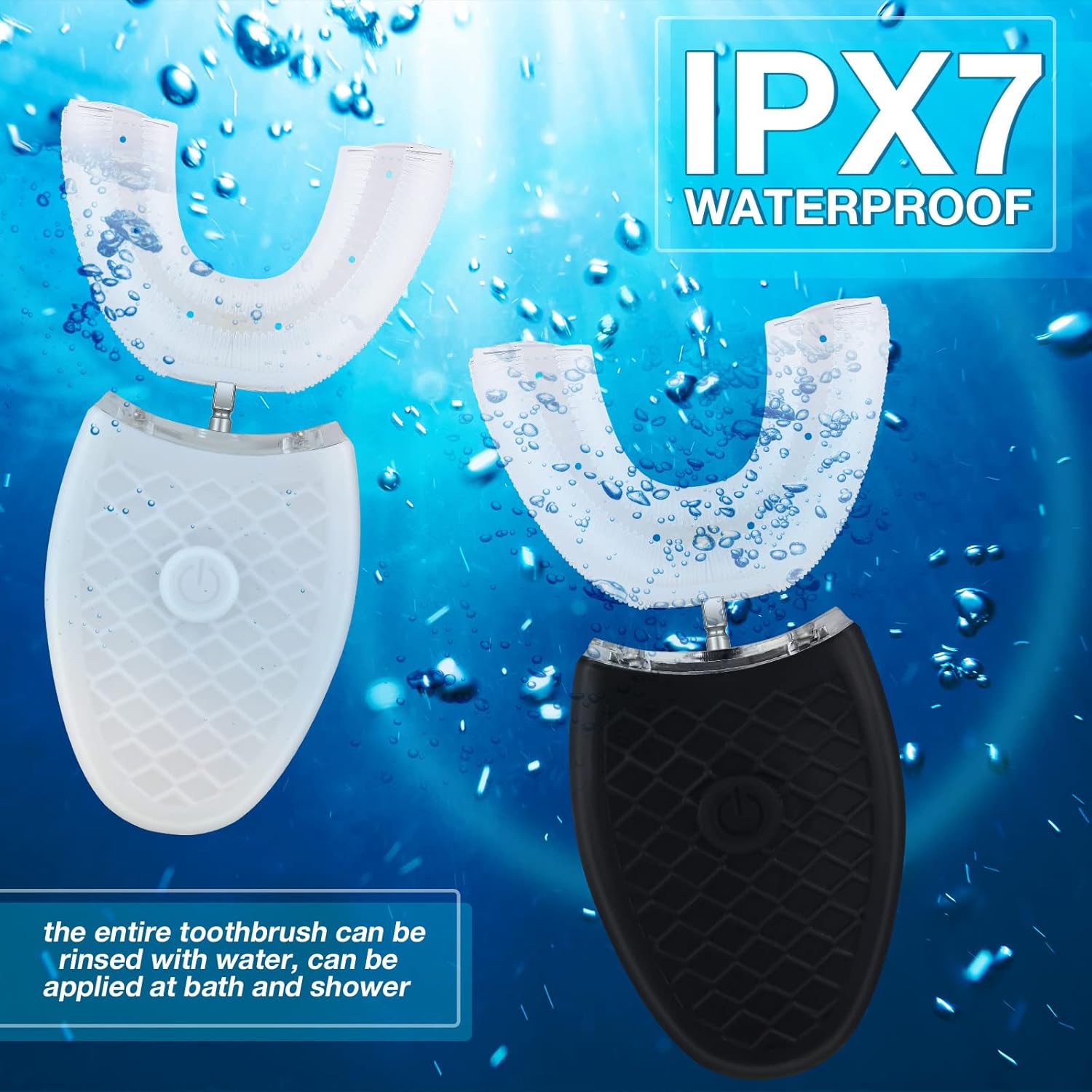 2 Pieces Ultrasonic U Shaped Automatic Toothbrushes with 3 Brush Heads P688244