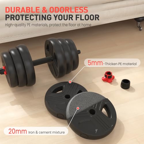 Adjustable Dumbbells, 20/30/40/55/60/70/80/90lbs Free Weights Convertible 2 in 1 Set R747