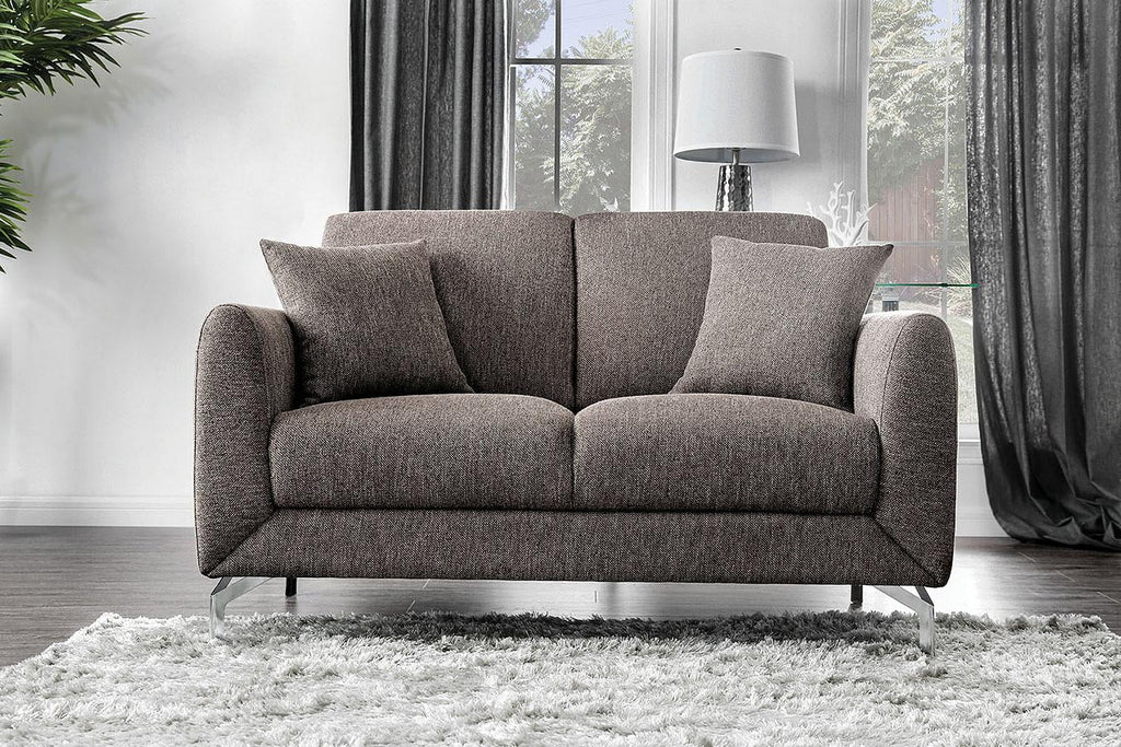 Brown Linen-like Fabric Living Room Set 3pcs F688278