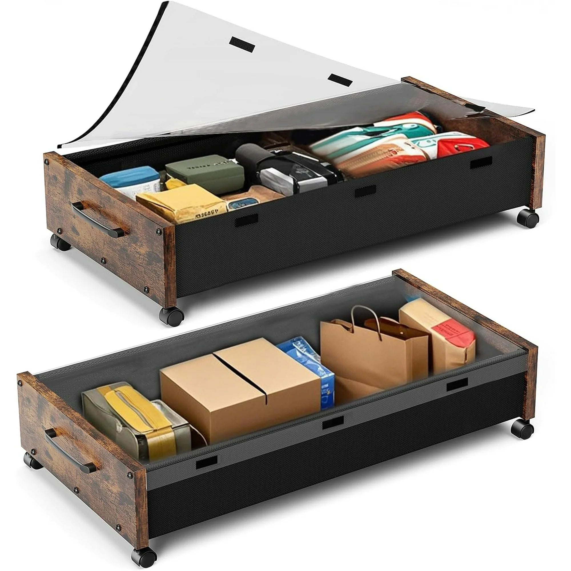 Black 2 Pack Rolling Under Bed Storage Drawer X65099