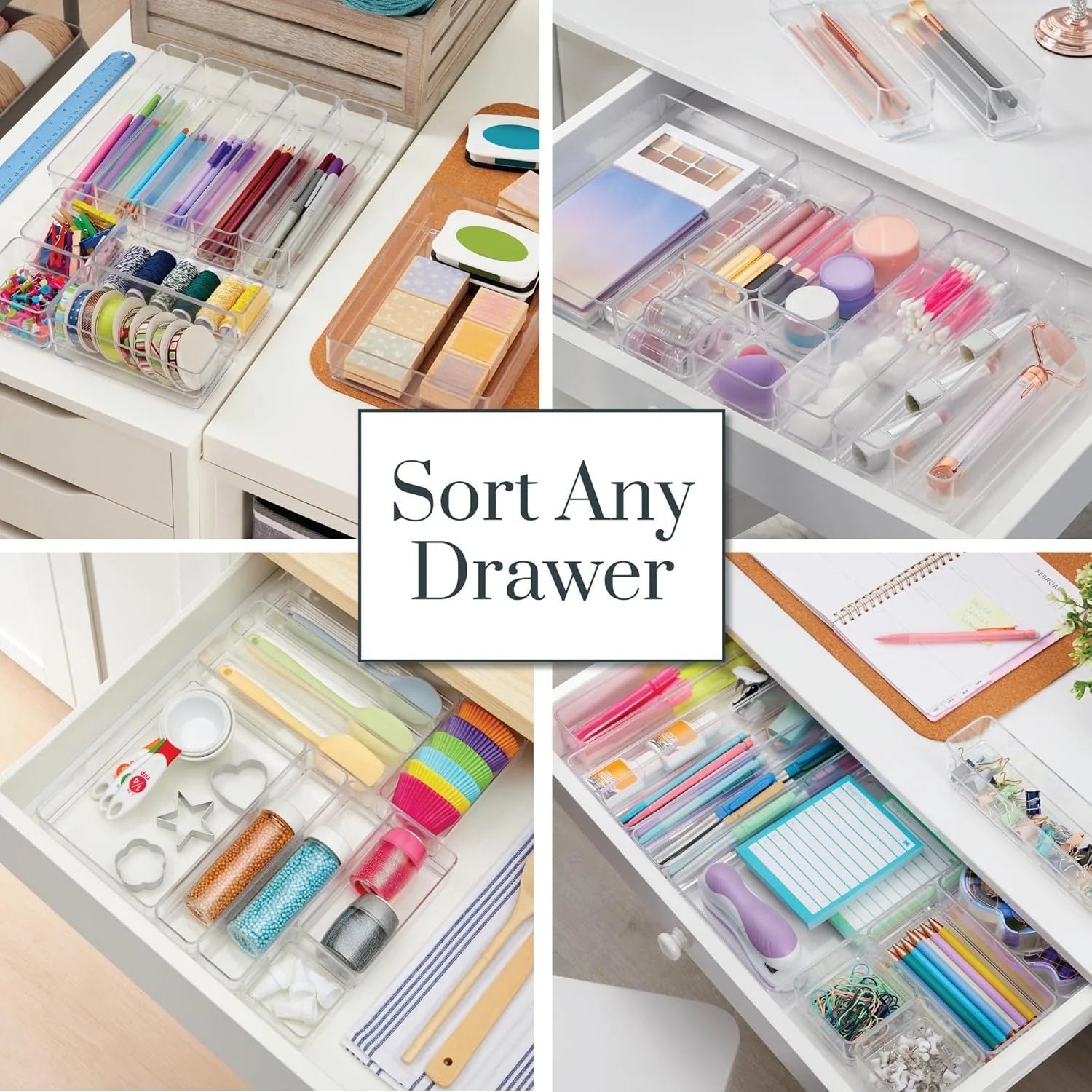 10-piece stackable transparent drawer organizer set O419
