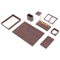 10 Piece Brown Leather Desk Organizer A863