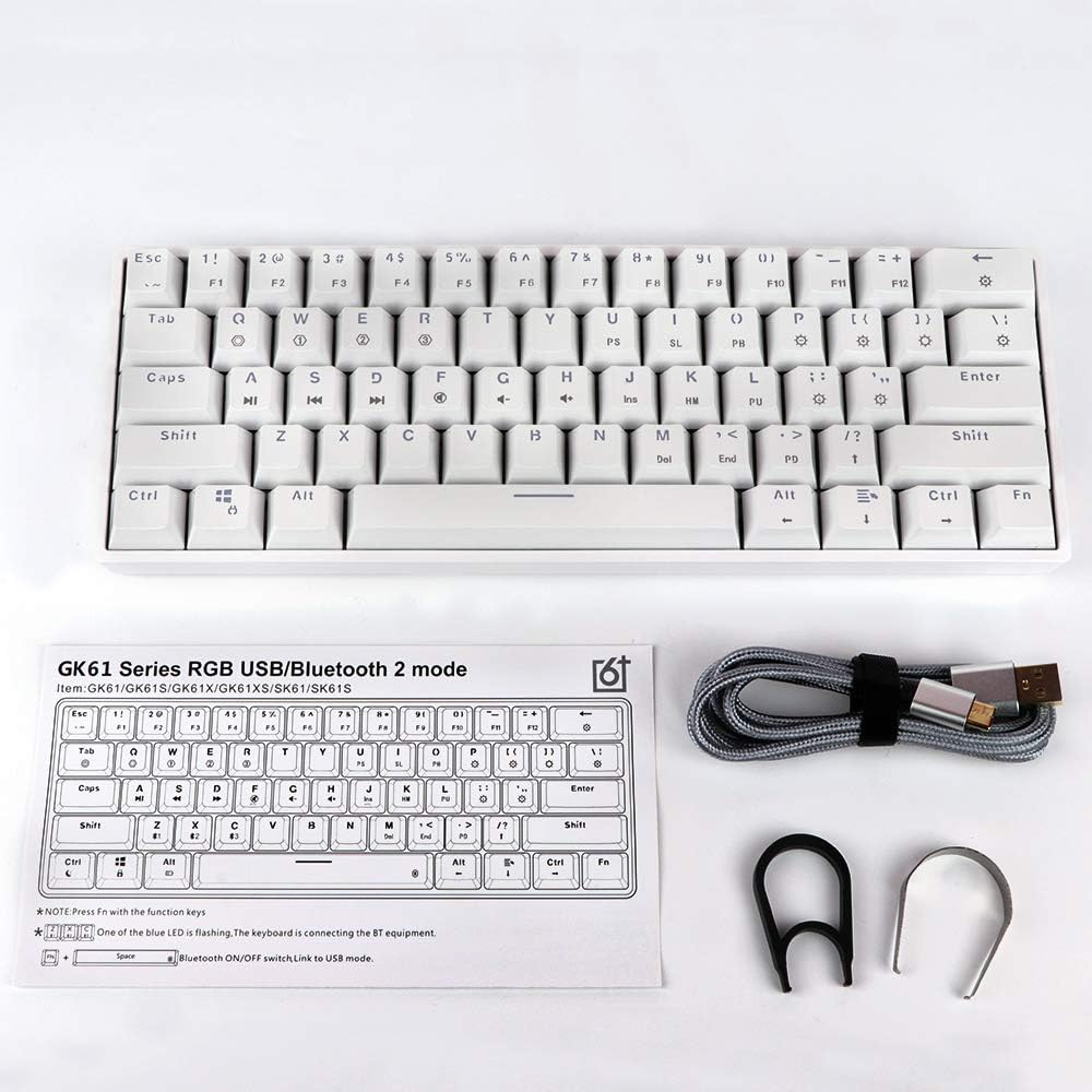 White 61 Keys Hot Swappable 60% Mechanical Keyboard with RGB Backlit Doubleshot ABS Keycaps Z384