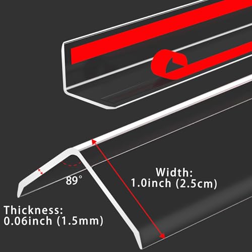 4Pcs Clear Self-Adhesive L-shaped Corner Guards (3.9ft x 1.0in) M84307