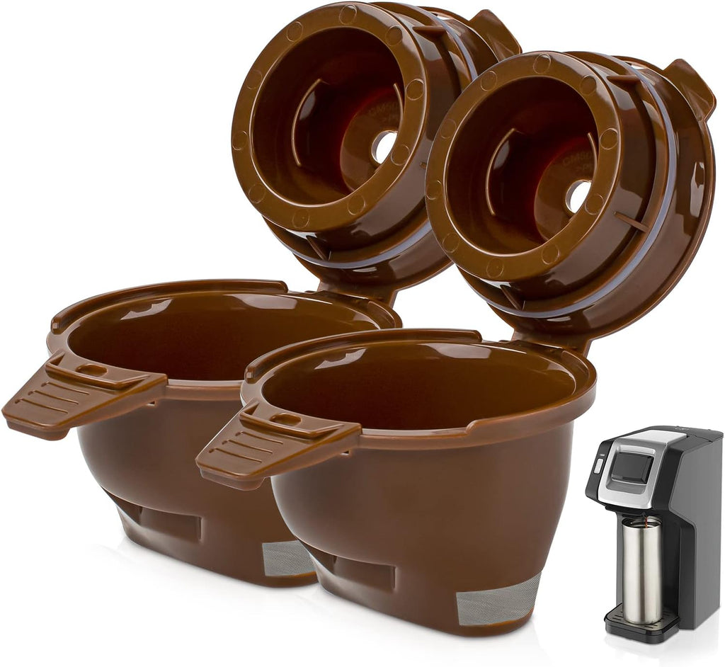 Single Serve Ground Coffee Brew Basket Reusable Coffee Filter Brown (2 Pack) W273123