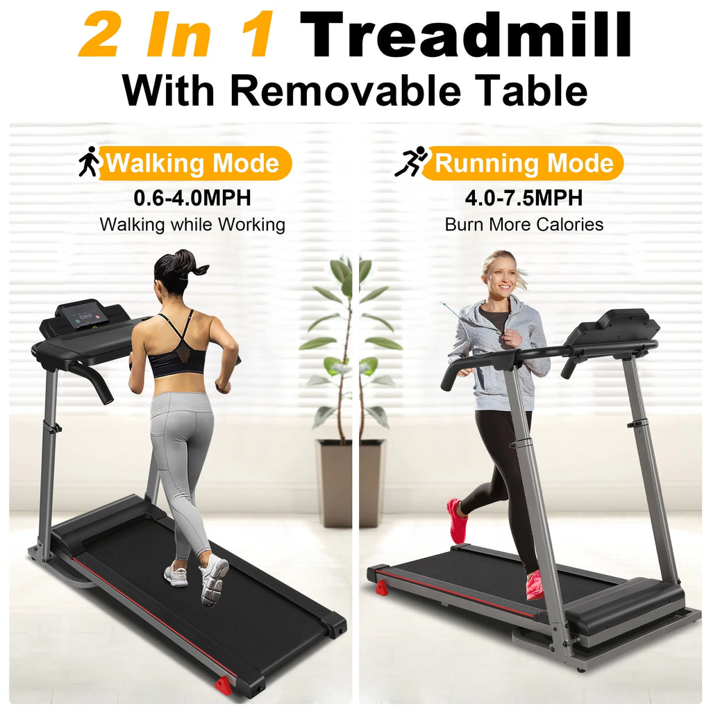 2.5 HP Portable Folding Treadmill with Incline（Gray） G64473