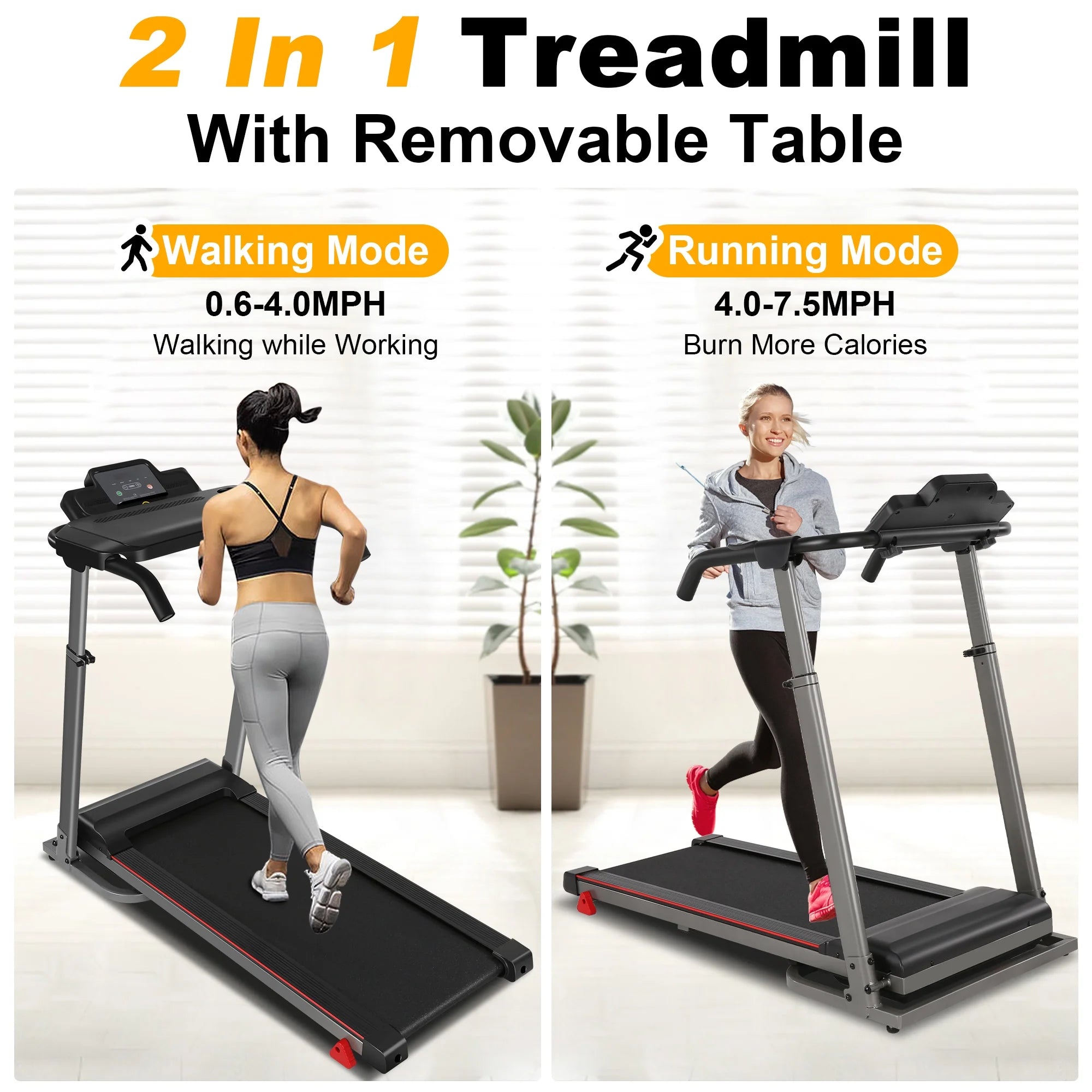 2.5 HP Portable Folding Treadmill with Incline（Gray） G64473