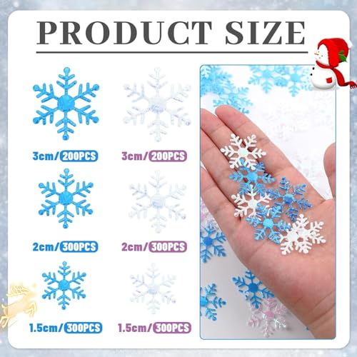 1600 Pieces 3 Size White Snowflake Confetti H5115