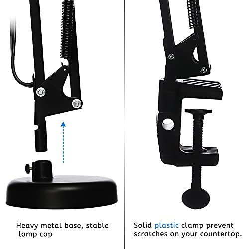 Led Desk Lamp with Clamp, Swing Arm, Folding Table Lamp, Black J325183