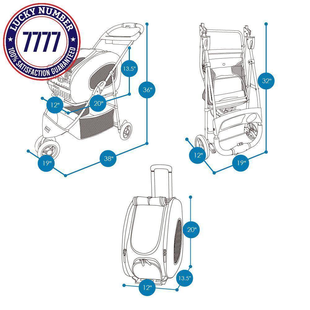 5 in 1 Pet Carrier Backpack Carseat Stroller with Wheels Blue J44595
