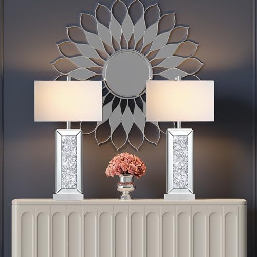 White Fabric Shade Table Lamp Set of 2 N758