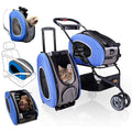 5 in 1 Pet Carrier Backpack Carseat Stroller with Wheels Blue J44595