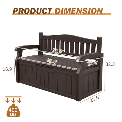 80 Gallon Storage Bench Deck Box Lockable Black Q45733