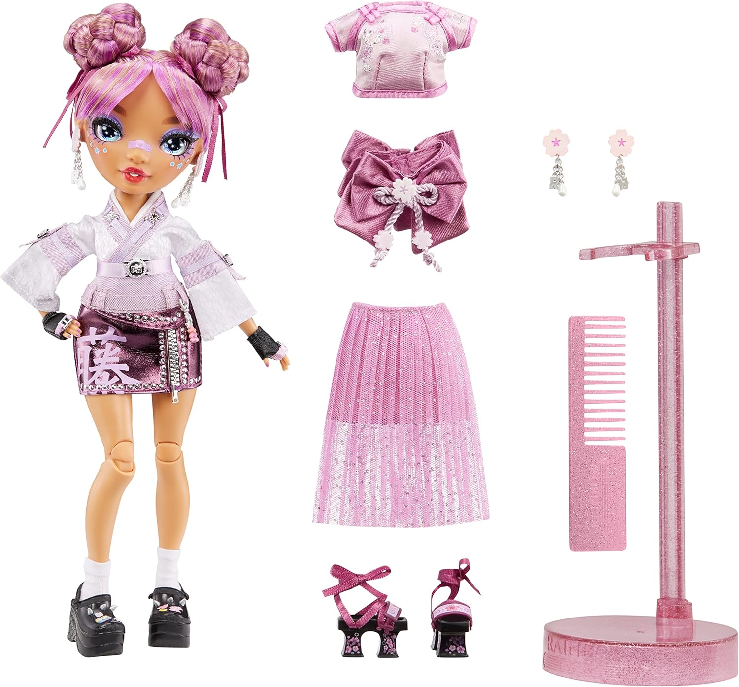 Mauve Purple Fashion Doll with 2 Designer Outfits and Accessories R561