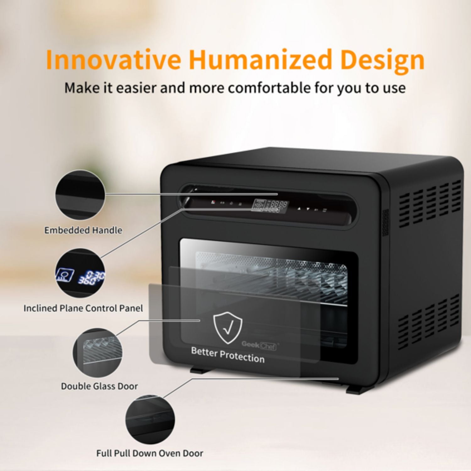 26-Quart Black Stainless Steel Steam Convection Oven I184