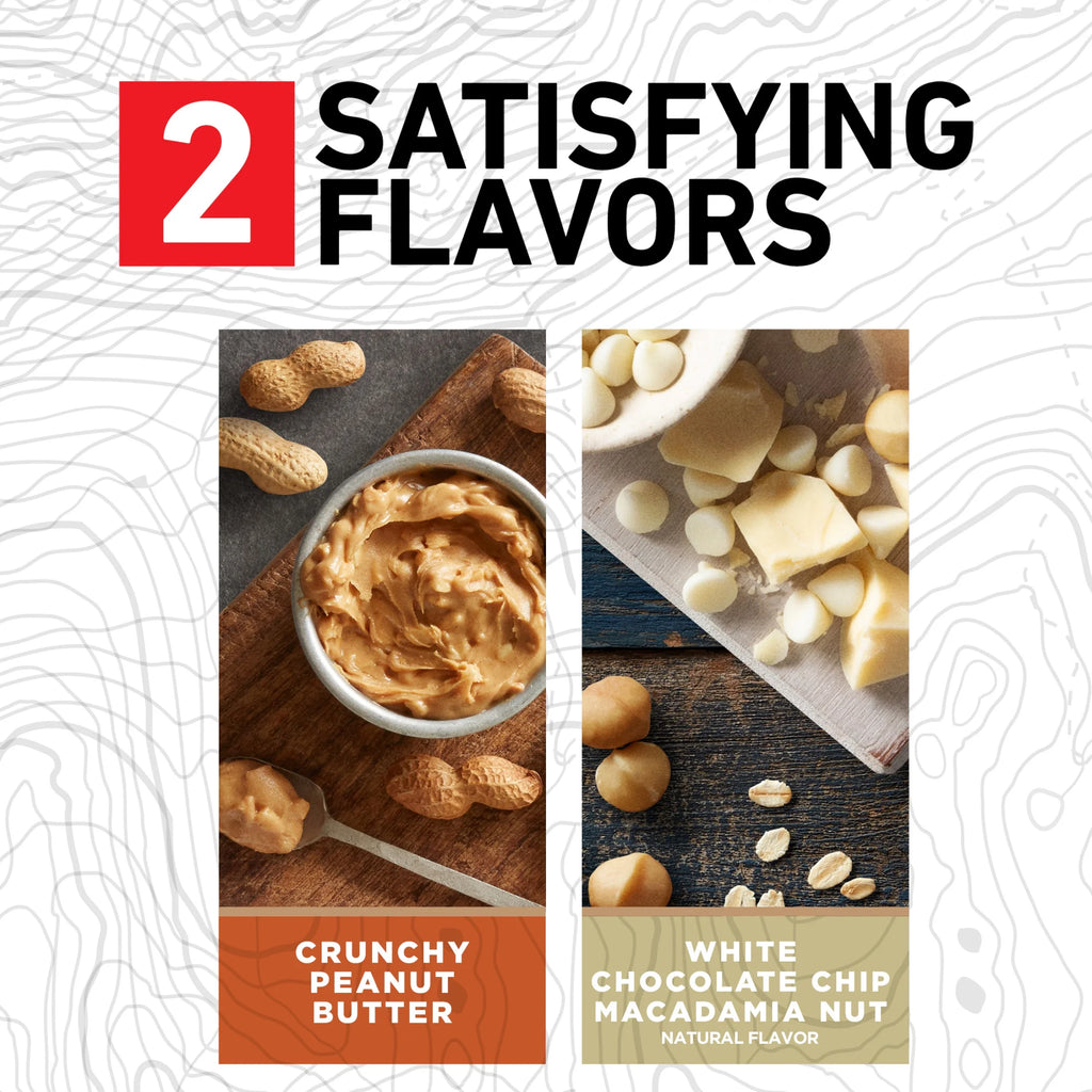 Crunchy Peanut Butter and White Chocolate Macadamia Nut Flavor Energy Bars, 2.4 oz (18 Count) E22077