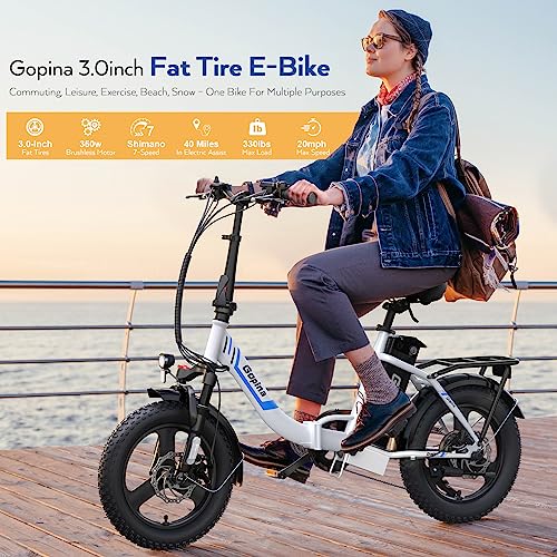 16" x 3.0 Fat Tire Step Thru Electric Bicycle with 48V Removable Battery L1468